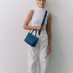 NWT Cuyana Mini Easy Zipper Tote in Jade Pebbled Leather